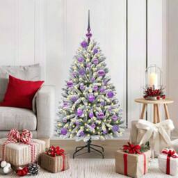 Berkfield Home Elegant Artificial Christmas Tree Green & White 120 cm PVC & Metal - thumbnail 2