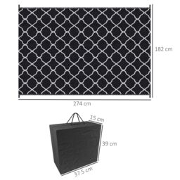 OUTSUNNY Reversible Waterproof Outdoor Rug W/ Carry Bag, 182 x 274 cm in Black - Size: 180 cm x 270 cm - thumbnail 3