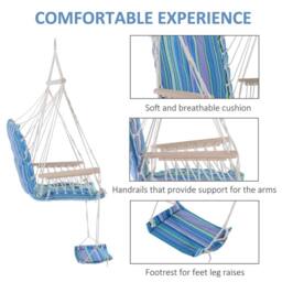 Nordara Garden Hammock with Footrest & Armrest in Blue - Size: 120 cm x 90 cm - thumbnail 6