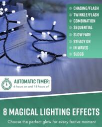 Globrite Blue White Fairy Lights 20m 200LED String Lights for Indoor & Outdoor Decoration - thumbnail 3