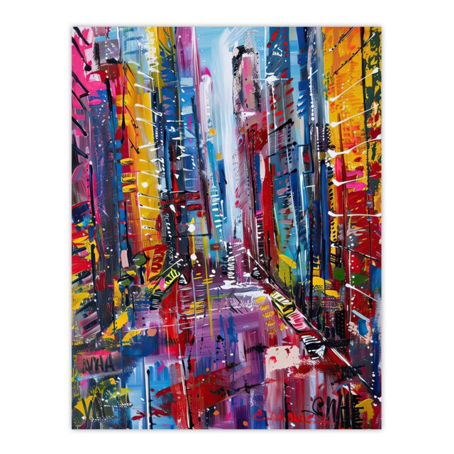"Artery8 Abstract Chicago Street Colourful Cityscape Wall Art Print - Size: W24"" x H32""" - image 1
