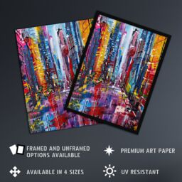 "Artery8 Abstract Chicago Street Colourful Cityscape Wall Art Print - Size: W24"" x H32""" - thumbnail 2