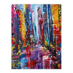 "Artery8 Abstract Chicago Street Colourful Cityscape Wall Art Print - Size: W24"" x H32""" - thumbnail 1