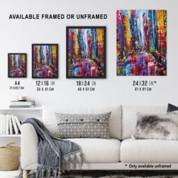 "Artery8 Abstract Chicago Street Colourful Cityscape Wall Art Print - Size: W24"" x H32""" - thumbnail 3