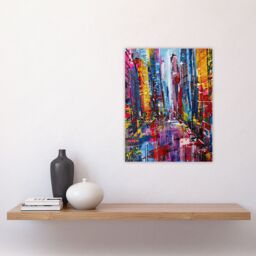 "Artery8 Abstract Chicago Street Colourful Cityscape Wall Art Print - Size: W24"" x H32""" - thumbnail 4