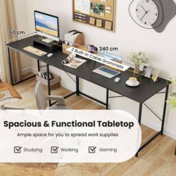 Costway L-Shaped Corner Computer Desk Reversible Study Writing Desk Workstation Home Office Laptop Table Grey - thumbnail 8