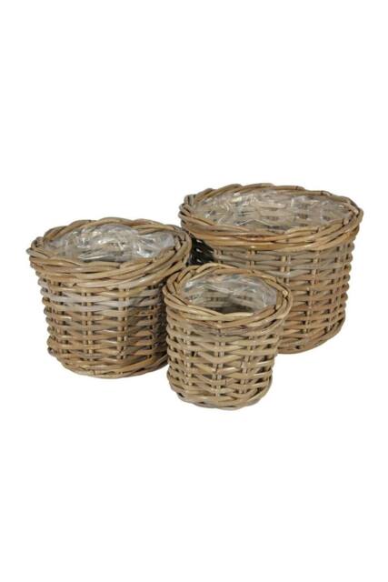 KDMD Round Baskets with Liners Set of 3 in Brown - image 1