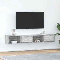 Berkfield Home TV Cabinets 2 pcs Grey Sonoma 80x31x25.5 cm Engineered Wood - thumbnail 2