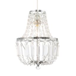 Happy Homewares Traditional Vintage Style Pendant Lighting Shade with Clear Acrylic in Silver - thumbnail 2