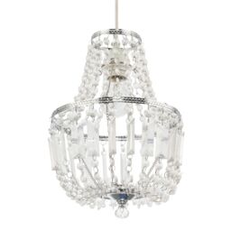 Happy Homewares Traditional Vintage Style Pendant Lighting Shade with Clear Acrylic in Silver - thumbnail 5