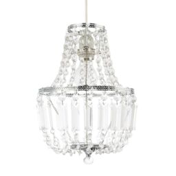 Happy Homewares Traditional Vintage Style Pendant Lighting Shade with Clear Acrylic in Silver - thumbnail 1