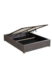 Aspire Upholstered Platform Ottoman Bed Frame in Plush Velvet Fabric in Grey - Size: Small Double - thumbnail 4