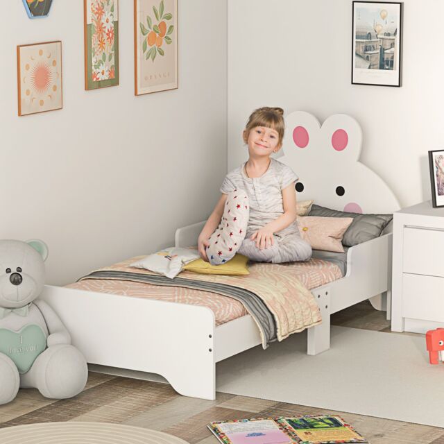 ZONEKIZ Rabbit Design Toddler Bed Frame, for Ages 3-6 Years, 143 x 74 x 75cm - White - Size: Single - image 1