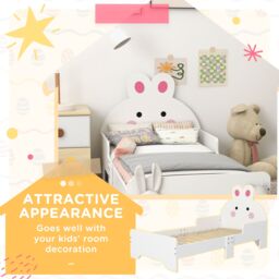 ZONEKIZ Rabbit Design Toddler Bed Frame, for Ages 3-6 Years, 143 x 74 x 75cm - White - Size: Single - thumbnail 4
