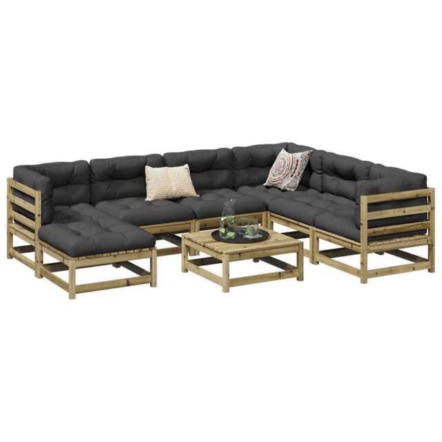 Berkfield Home 8 Piece Garden Sofa Set Impregnated Wood Pine in Brown - image 1