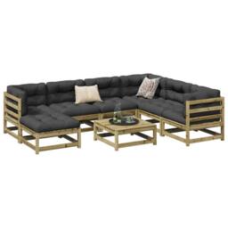 Berkfield Home 8 Piece Garden Sofa Set Impregnated Wood Pine in Brown - thumbnail 1