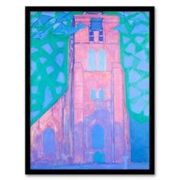 Artery8 Mondrian Framed Wall Art Church Tower at Domburg Abstract Painting - Size: A4 - thumbnail 1