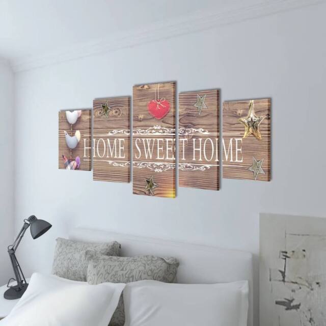 Berkfield Home Canvas Wall Print Set Home Sweet Home Design 100 x 50 cm - image 1