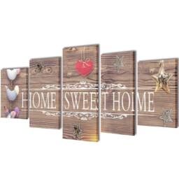 Berkfield Home Canvas Wall Print Set Home Sweet Home Design 100 x 50 cm - thumbnail 2