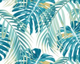 Origin Murals Tropical Leaves Wall Mural in Teal - Size: W300 cm x H240 cm - thumbnail 3