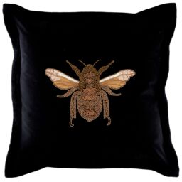 Voyage Maison Layla Velvet Embroidered Bee Cushion in Black - Size: 50 cm x 50 cm - thumbnail 1
