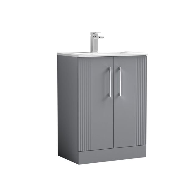 Balterley Vanity Unit w/ Basin Floor Standing, Soft Close 2 Door w/ Rectangular Sink, Bathroom Vanity Units w/ Basin, Partial Fluted Sink Cabinet - image 1