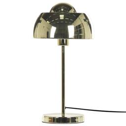 Wyld and Coco Bedside Table Lamp - Glam Gold Dome Shade Round Steel Base - thumbnail 4