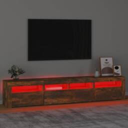 Berkfield Home TV Cabinet with LED Lights Smoked Oak 210x35x40 cm in Brown - Size: 210 x 35 x 40 cm - thumbnail 5