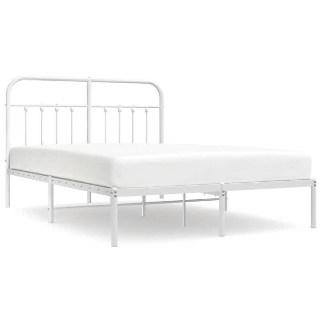 Berkfield Home Metal Bed Frame with Headboard White 150x200 cm King Size - image 1