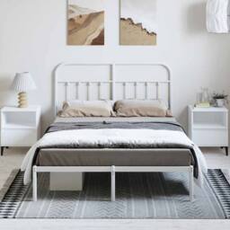 Berkfield Home Metal Bed Frame with Headboard White 150x200 cm King Size - thumbnail 3