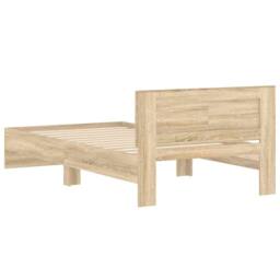 Berkfield Home Bed Frame without Mattress with Headboard Sonoma Oak 100x200 cm in Brown - thumbnail 7