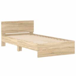 Berkfield Home Bed Frame without Mattress with Headboard Sonoma Oak 100x200 cm in Brown - thumbnail 3