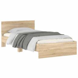 Berkfield Home Bed Frame without Mattress with Headboard Sonoma Oak 100x200 cm in Brown - thumbnail 4