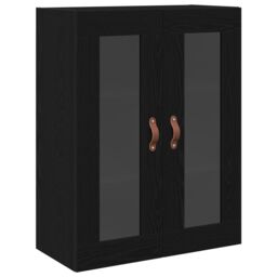 Berkfield Home Wall-Mounted Cabinet with Glass Doors Black Oak 69, 5x34x90 cm - Size: 5 x 34 x 90 cm - thumbnail 2
