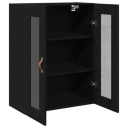 Berkfield Home Wall-Mounted Cabinet with Glass Doors Black Oak 69, 5x34x90 cm - Size: 5 x 34 x 90 cm - thumbnail 3