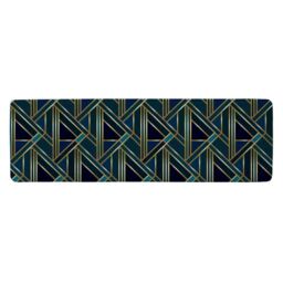 Benjamin Tate Design Gold & Teal Geometric Pattern Runner Rug in Natural - Size: 67 cm x 230 cm