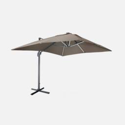 sweeek 3x4m Premium Rectangular Cantilever Parasol With Integrated Led Lights in Brown - thumbnail 1
