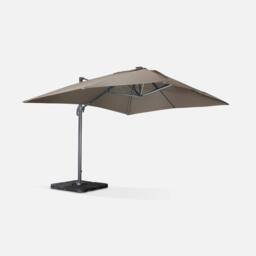 sweeek 3x4m Premium Rectangular Cantilever Parasol With Integrated Led Lights in Brown - thumbnail 2