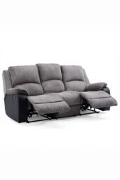 More4Homes Postana Manual Recliner Bonded Leather 1+2+3 Seater Sofa Set in Grey - thumbnail 3