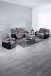 More4Homes Postana Manual Recliner Bonded Leather 1+2+3 Seater Sofa Set in Grey - thumbnail 1