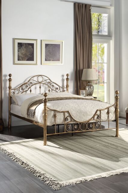 SlumberWorx Letchworth Vintage Victorian Style Antique Metal Bed Frame in Bronze - Size: King - image 1