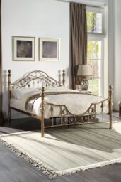 SlumberWorx Letchworth Vintage Victorian Style Antique Metal Bed Frame in Bronze - Size: King