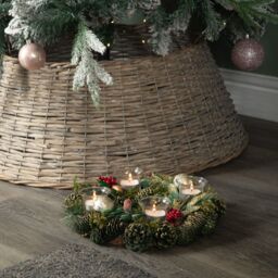 Samuel Alexander Christmas Bauble Quartet Candle Holder with Pinecones & Berries in Green - thumbnail 2