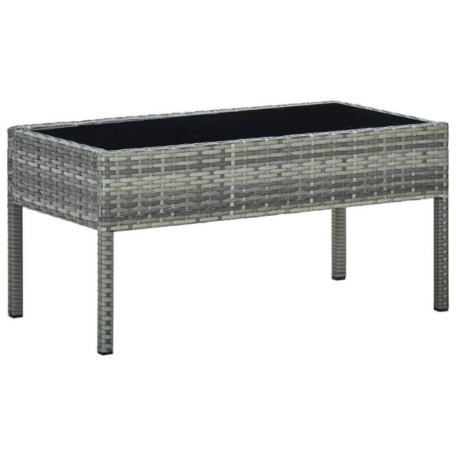 Berkfield Home Garden Table Grey 75x40x37 cm Poly Rattan - Size: 75 x 40 x 37 cm - image 1