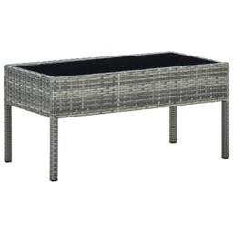Berkfield Home Garden Table Grey 75x40x37 cm Poly Rattan - Size: 75 x 40 x 37 cm