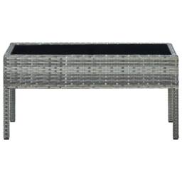 Berkfield Home Garden Table Grey 75x40x37 cm Poly Rattan - Size: 75 x 40 x 37 cm - thumbnail 2