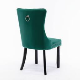 HomeTouch Taylor Pair of Lux Velvet Kitchen Dining Chairs with Knocker in Green - Size: 2 Pack - thumbnail 6