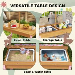 AIYAPLAY Kids Picnic Table, Wooden Children Garden Table & Bench Set, Pink - thumbnail 5