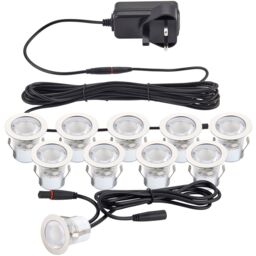 Loops Recessed IP44 Decking Guide Light Kit - 10 x Blue Light LED - Stainless Steel in Metallics - thumbnail 3
