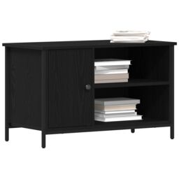 Berkfield Home TV Cabinet Black Oak 80x40x50 cm Engineered Wood & Steel - Size: 80 x 40 x 50 cm - thumbnail 3